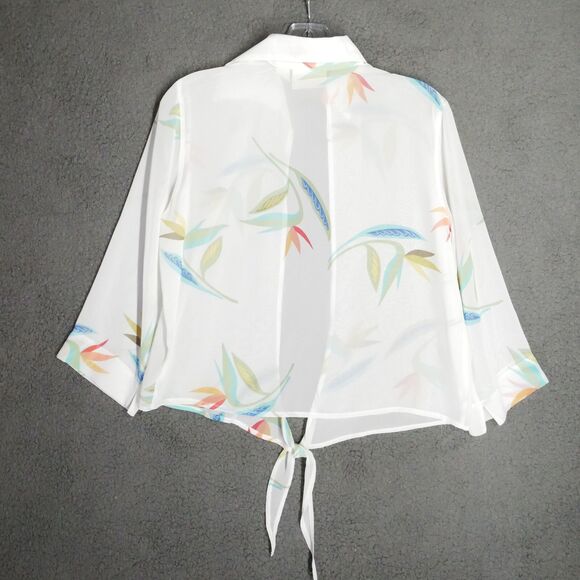 Banana Bay Fine Resort Wear Wrap Womens Size S White Floral Tie Front - Picture 8 of 13